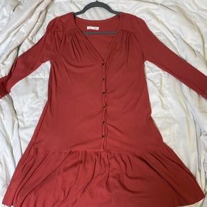 Coco + Jaimeson red long sleeve short dress.